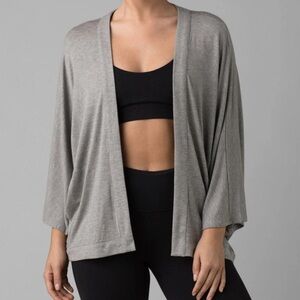 Prana Foundation Seabrook Wrap Heather Lightweight Gray Yoga Medium